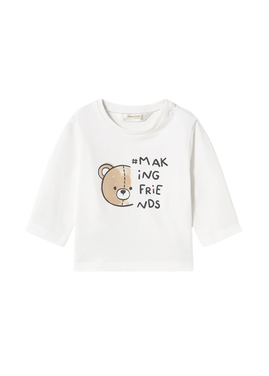 White Long Sleeve Blouse with Bear Print 1038 Mayoral