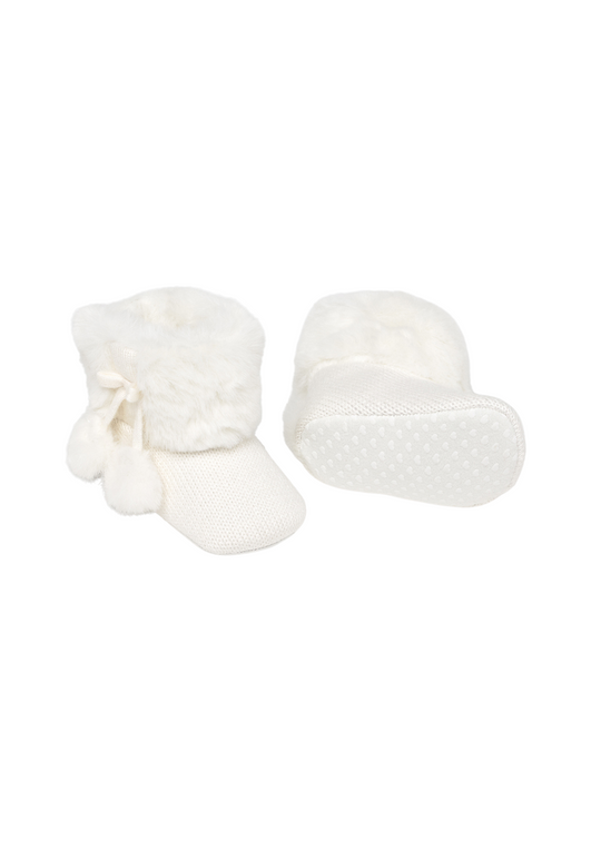 Cizme Tricotate Crem cu Blana 9954 Mayoral