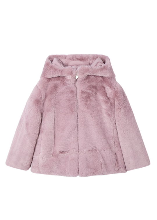 Palton din Blana Roz cu Gluga 4486 col 82 Mayoral