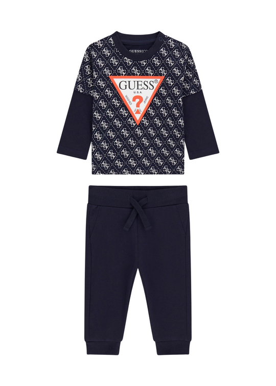 Set 2 Piese Bluza Bleumarin cu Monograma si Pantaloni Lungi Bleumarin I5YG00 K8HM4 P7SR Guess