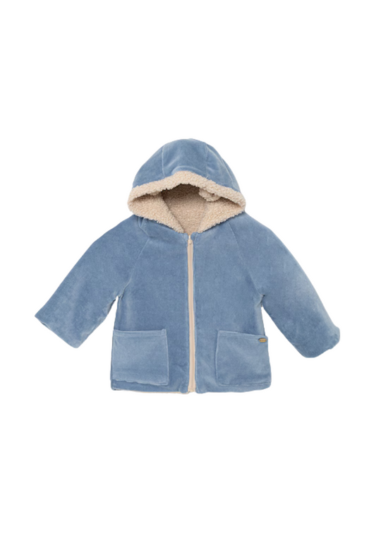 NO PICTURES Reversible Jacket in Plus Blue with Beige with Hood and Zipper 2496 col 83 Mayoral