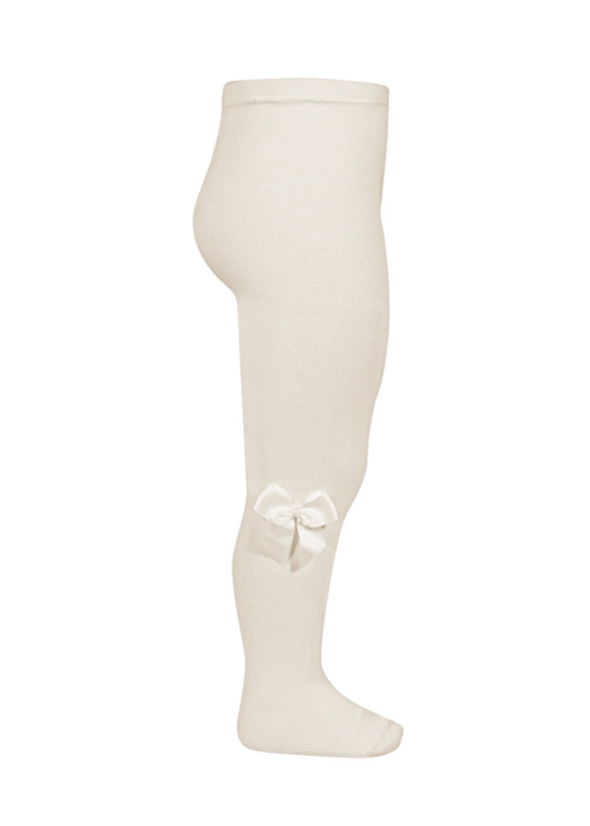 Beige Cotton and Nylon Tights with Reps Bow 24821 Condor