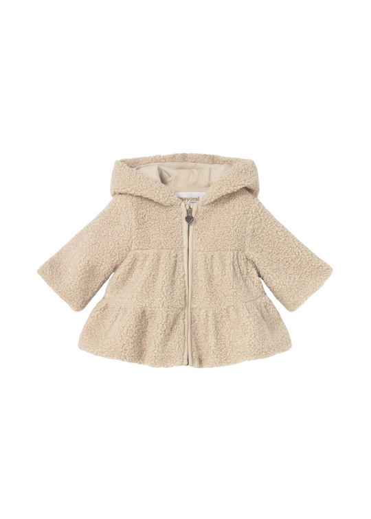 Hanorac din Plus Bej cu Gluga si Fermoar 2413 Mayoral