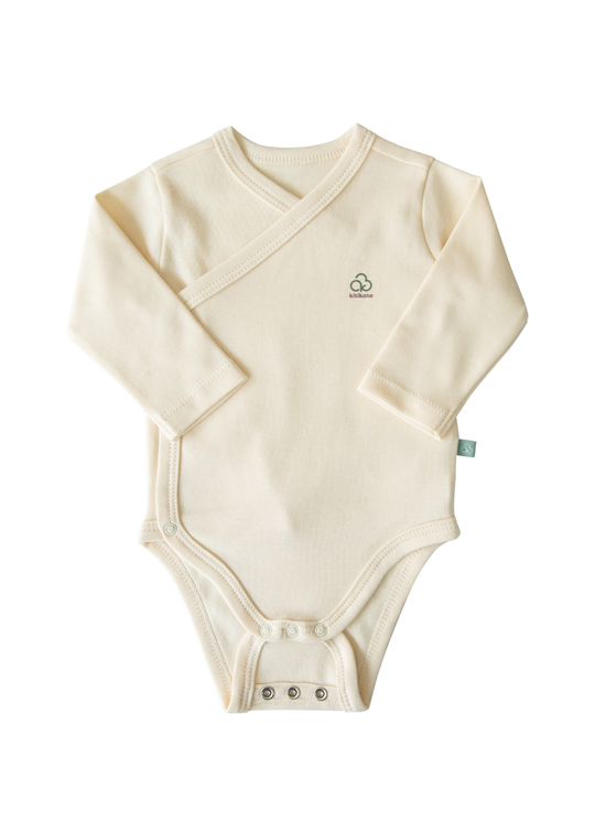 Body Maneca Lunga Bej Bumbac Organic Extensibil cu Inchidere pe Fata S40322 Kitikate