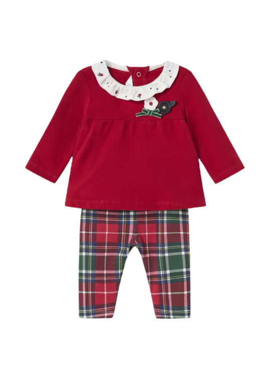 2-Piece Set Red Blouse and Plaid Pants 2757 Mayoral