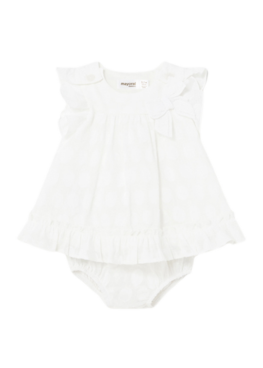 White Dress with Polka Dots Sleeveless with Panties 1820 Mayoral