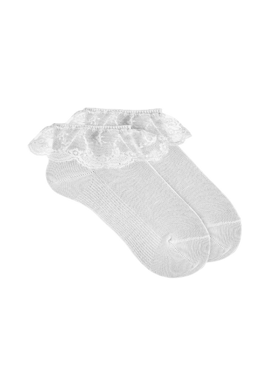 White Short Socks with Lace Ruffle 24904 Condor