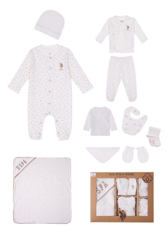10 Piece Maternity Set Cream with Cloud Print Beige USB2021 V1 Us Polo Assn