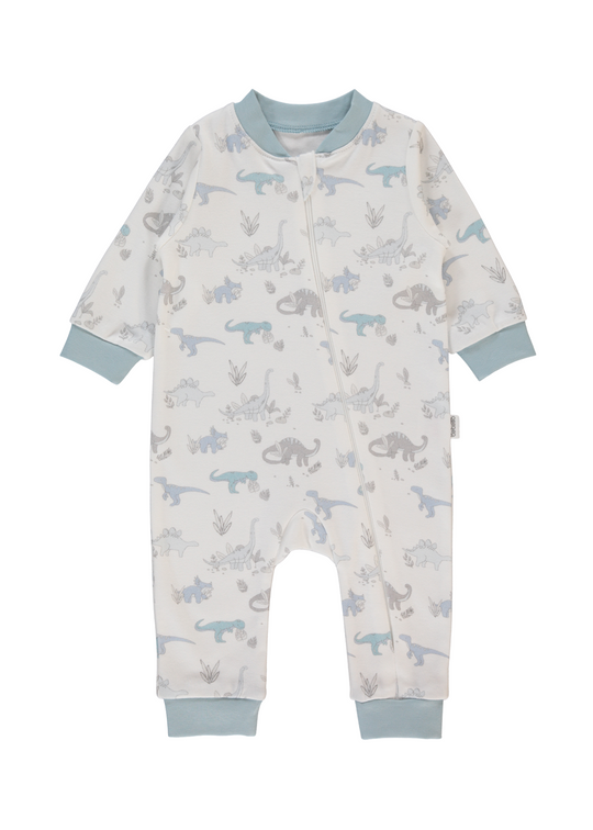 Salopeta Lunga Crem cu Dinozauri Inchidere Fermoar Me and Dudes T3967 Bebetto