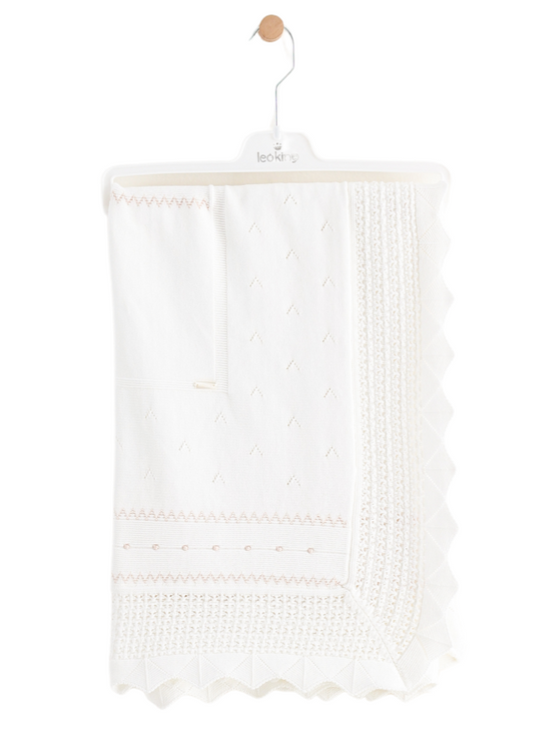 Pled Tricotat Ivory cu Model pe Margini 6374 Leo King