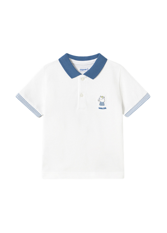 Mayoral White and Blue Polo Shirt 1108