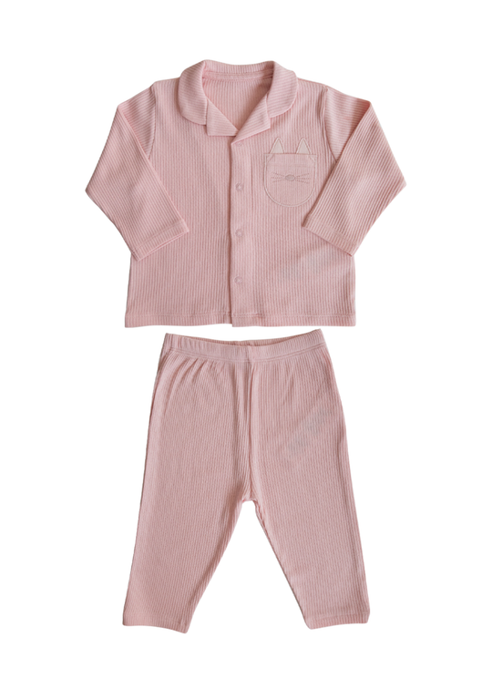 Pijama Bumbac Organic Roz 2 Piese S60317 Kitikate
