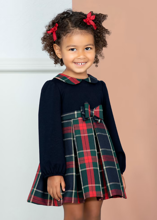 Dress with Navy Bust Red/Green Plaid Skirt and Collar 5511 Abel & Lula