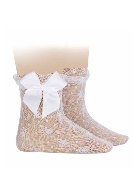 Short White Lace Socks with Rips Bow 4501/4 col 200 Condor