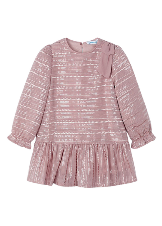 Powder pink dress with long sleeves in fantasia chiffon 4919 Mayoral