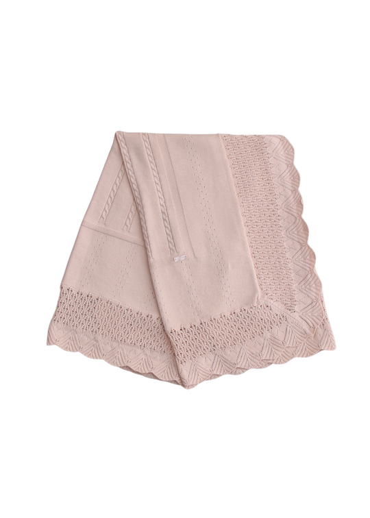 Pled Tricotat Bej Deschis cu Margine Perforata 6379 Leo King