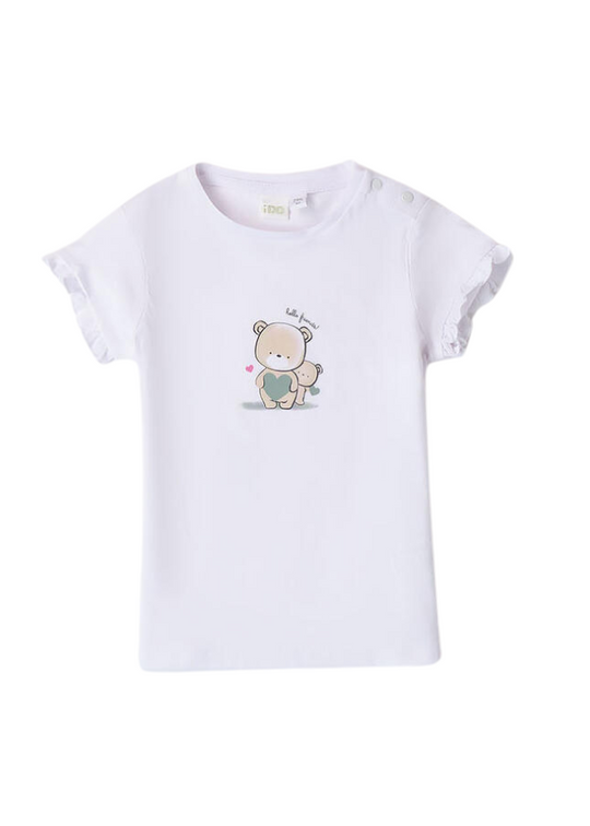 White T-shirt with bears for girls 8630 iDO