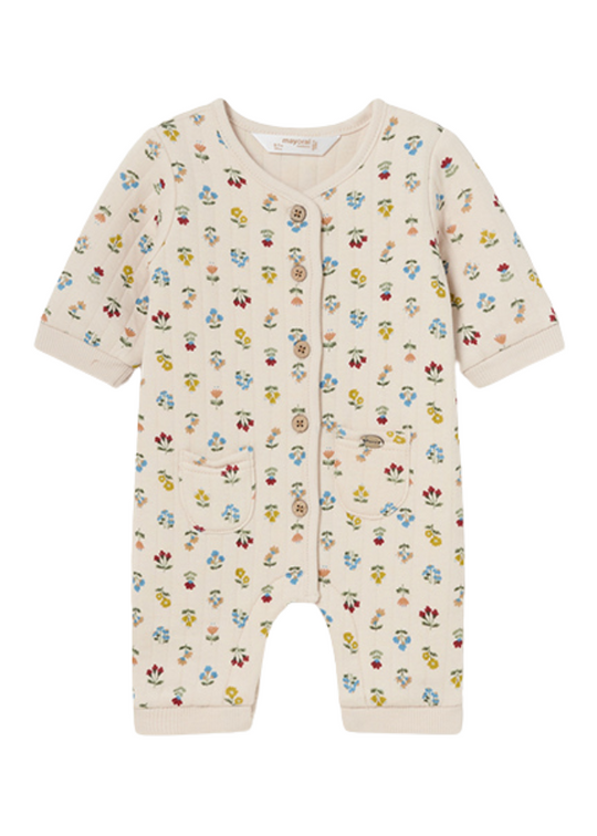 Beige Quilted Jumpsuit with Flower Print 2601 col 2 Mayoral