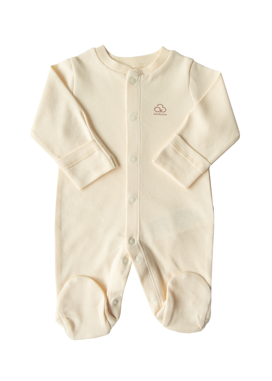 Salopeta Lunga Crem Bumbac Organic pentru Bebe Prematur S42241 Kitikate