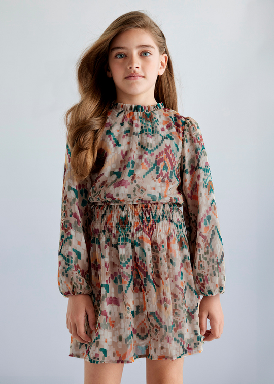 Beige Dress with Print and Long Sleeve 7981 col 42 Mayoral
