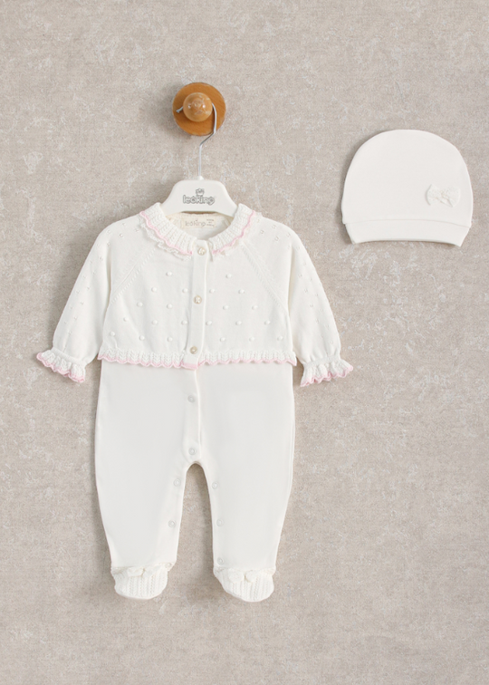Long Pink Knit and Cotton Interlock Overalls 10731 Leo King