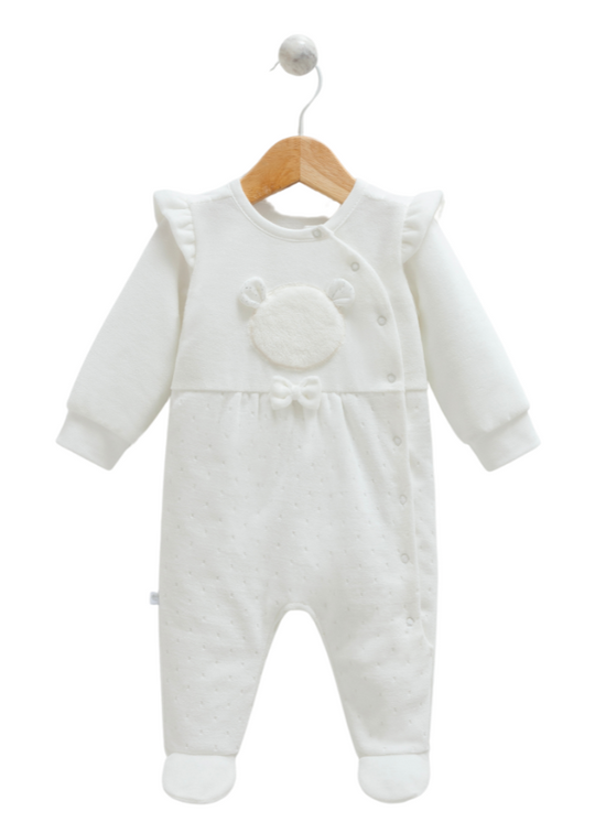 Long Cream Velvet Jumpsuit with Bear and Staples TK1113 Mell Sweet Baby