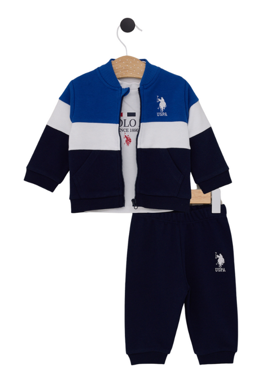 3 Piece Tracksuit Blue with Navy USB2053 V2 Us Polo Assn