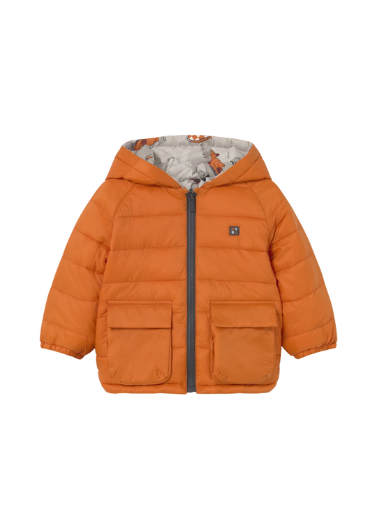 Geaca din Fas Reversibila Portocaliu cu Bej Imprimeu Lupi 2420 Mayoral