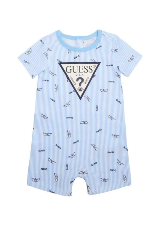LACK OF PICTURES Blue Short Jumpsuit with Boat Print Navy Blue P5GG00 K6YW1 PU74 Guess