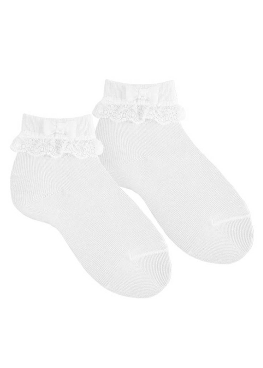 Sosete Albe Ceremonie Scurte cu Dantela 2440/3 col 200 Condor
