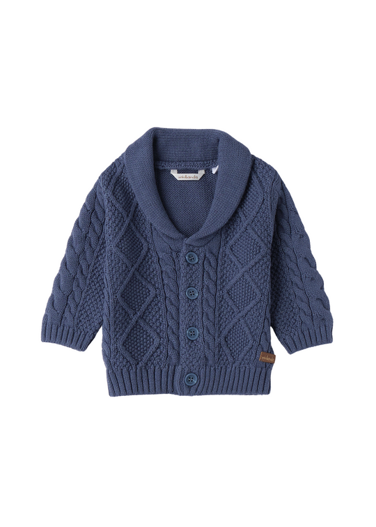 Cardigan Tricotat Albastru cu Rever 3.F657/00 Minibanda