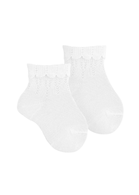 White Short Socks Ceremony with Wavy Edge 2337-3 Condor