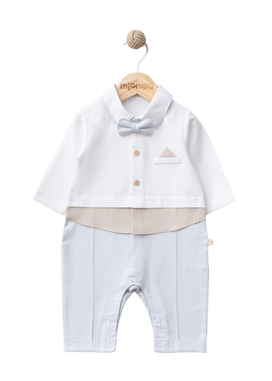 Salopeta Lunga Bleu cu Bej cu Papion 4332 MyMio