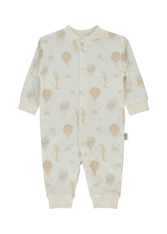 Salopeta Lunga Crem cu Baloane Bej cu Capse T4107 Bebetto