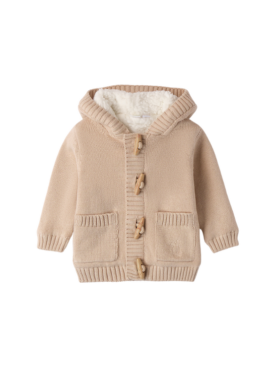 Beige Knitted Cardigan Lined with Fur 4.A211.00 iDO