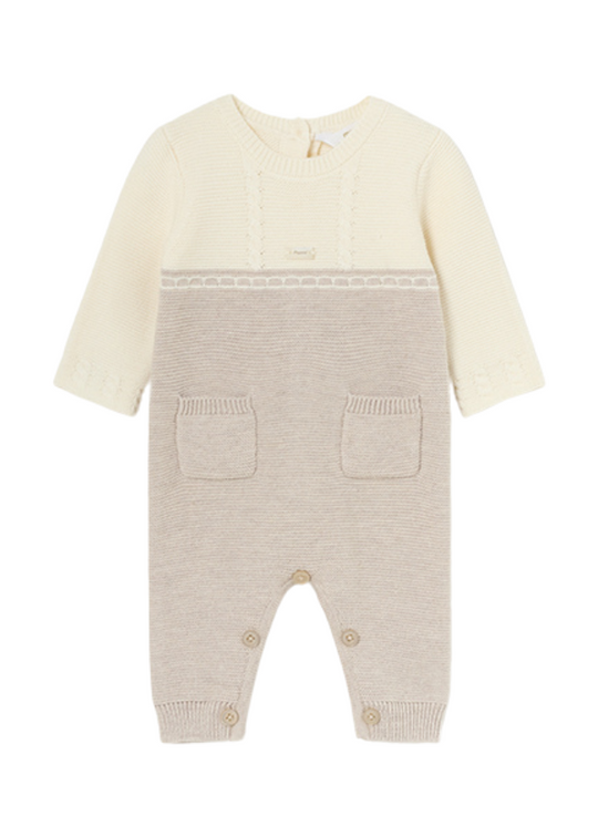 Beige and Cream Knitted Long Jumpsuit 2616 col 10 Mayoral
