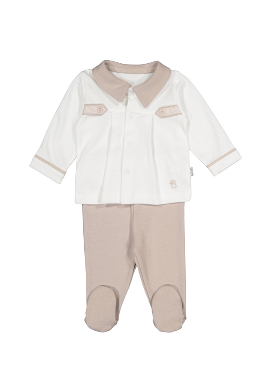 2 Piece Set Blouse and Pants Cream with Beige Royal Man F1409 Bebetto