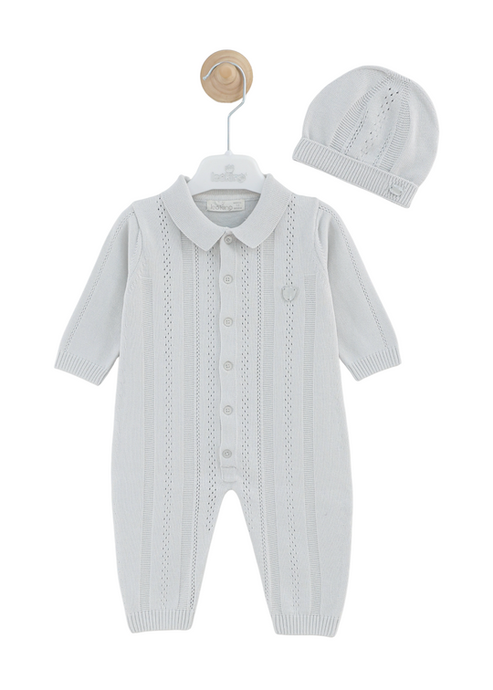 Salopeta Tricotata Lunga Gri cu Fes 7440 Leo King