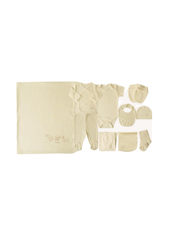 10 Piece Maternity Set in Organic Cotton Beige with Rabbits Basic S66268 KitiKate