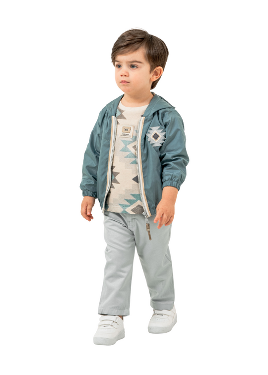 Turquoise Fas Jacket T-Shirt and Blue Long Pants 6202 Hype&Grata