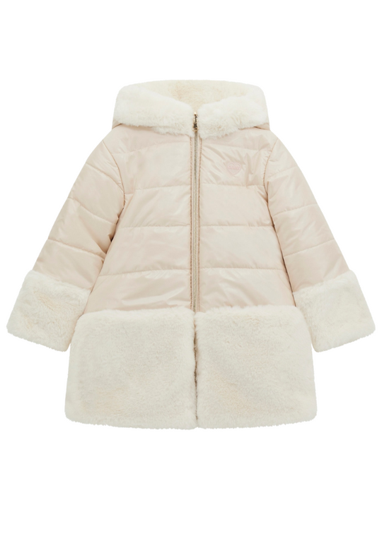 Cream Fass Jacket Quilted with Fur K4BL02 WGL60 G012 Guess