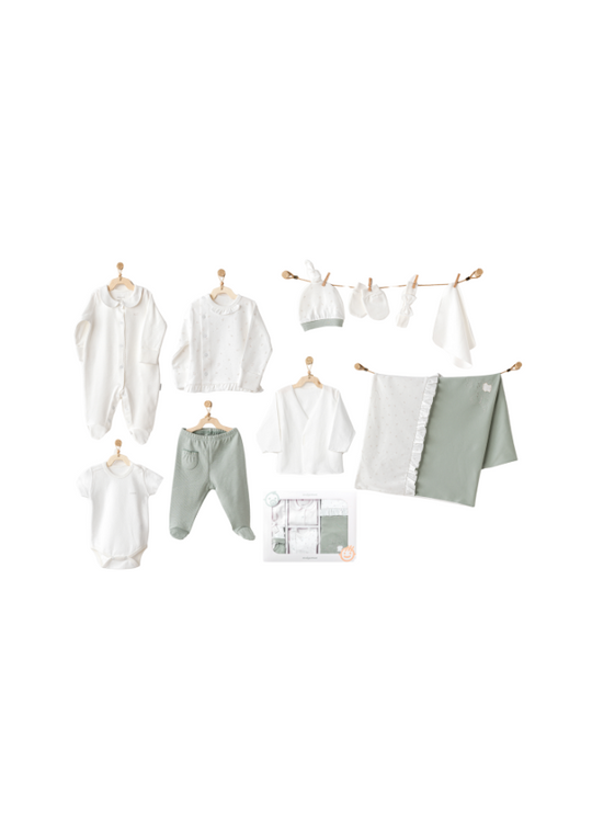10 Piece Maternity Set Cream with Green AC25131 Andywawa