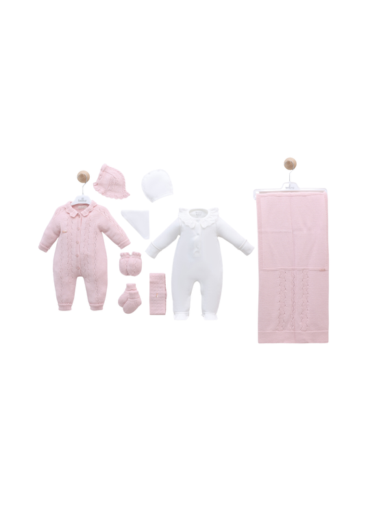 Set Maternitate 9 Piese Roz cu Lana Merinos 3456 Leo King