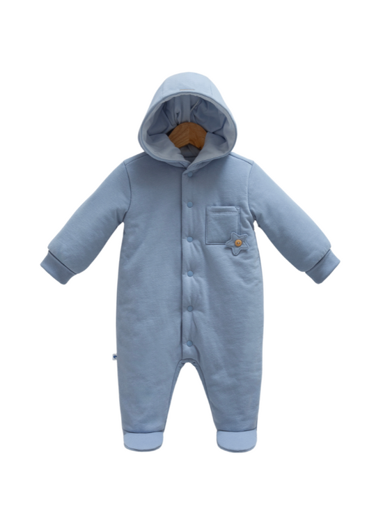 Combinezon Albastru din Bumbac Matlasat cu Gluga 1166 Mell Sweet Baby