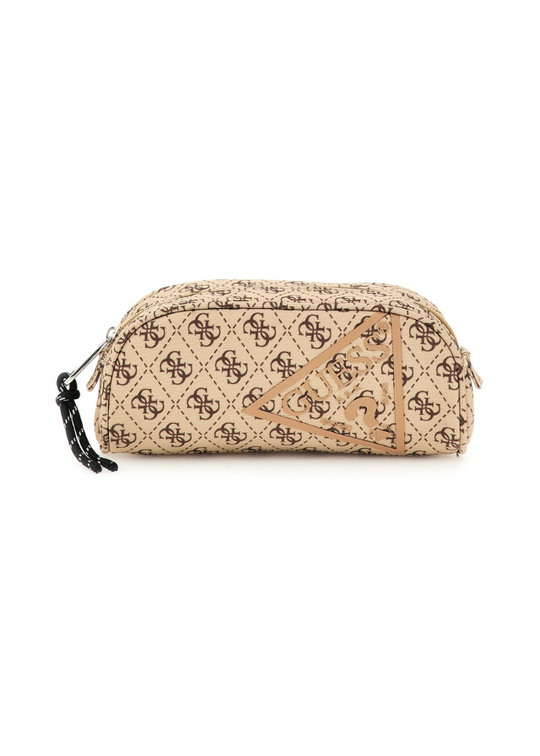 Beige Pencil Case with Logo Print H5YZ01 WGCS0 P13W Guess