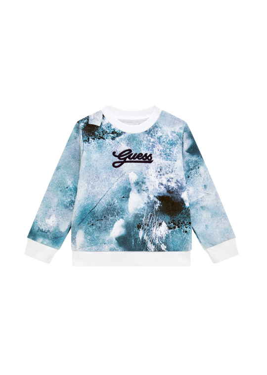 Turquoise Sports Sweatshirt with Logo Print N4BQ04 KAD73 KAD73 Guess