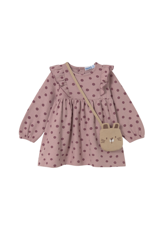 Rochie Roz cu Buline cu Geanta Bej 2920 Mayoral