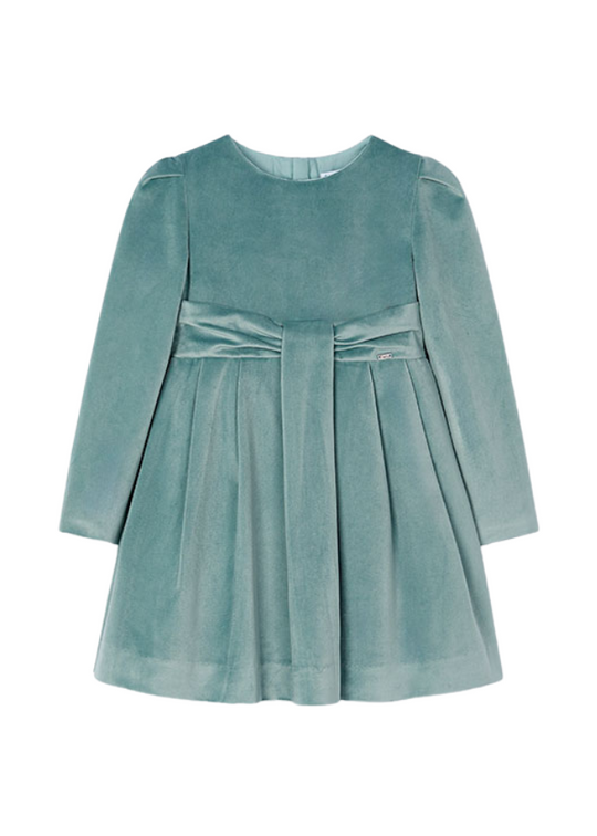 Green Velvet Dress with Long Sleeves 4915 col 30 Mayoral