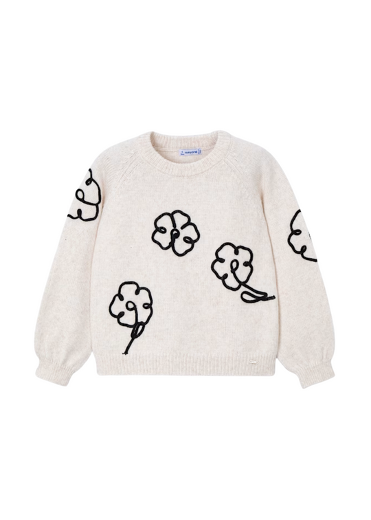 Pulover Bej cu Aplicatii Flori 4308 Mayoral