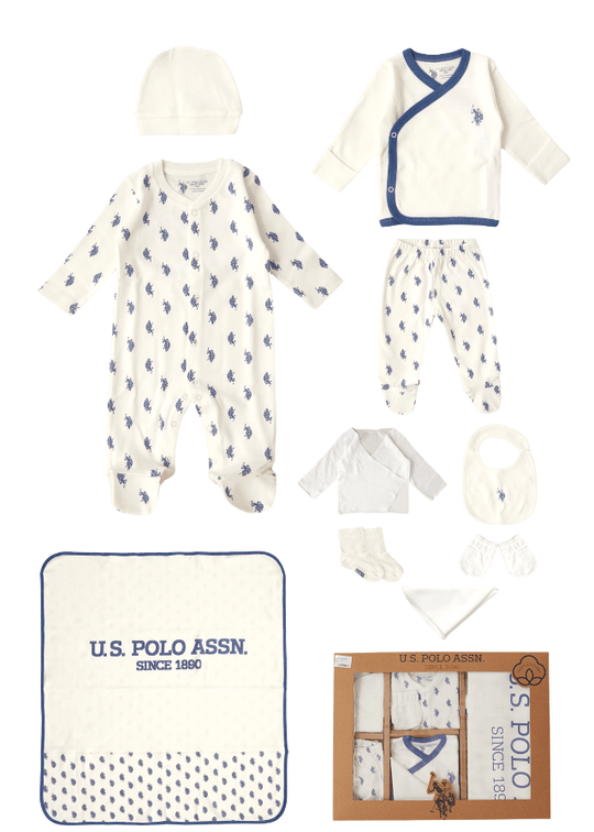 Set 10 Piese pentru Maternitate, Crem cu Imprimeu Logo Albastru 2049 V1 Us Polo Assn